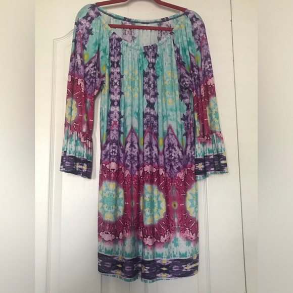 Dresses & Skirts - Boho Mint and Purple Printed Women’s Dress